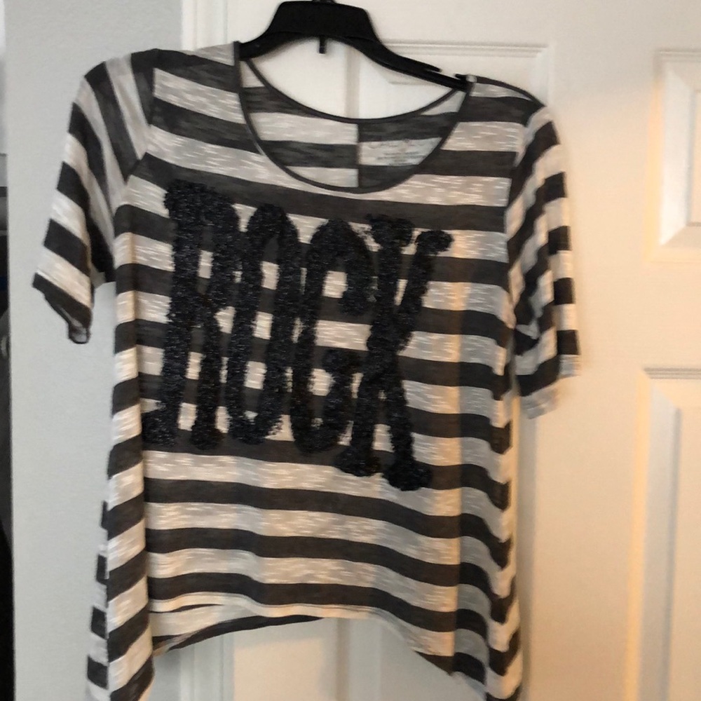 Cropped ROCK drape cut Tee
